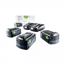 Комплект батерии и зарядно устройство FESTOOL SYS 18V 4x5.0/TCL 6 DUO, 18V, 5.0Ah, Li-Ion, Bluetooth - small, 202221