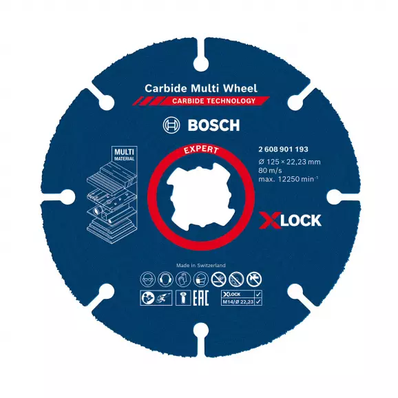 Диск карбиден BOSCH Expert X-LOCK 125x22.23мм, за дървесина, гипскартон, пластмаса