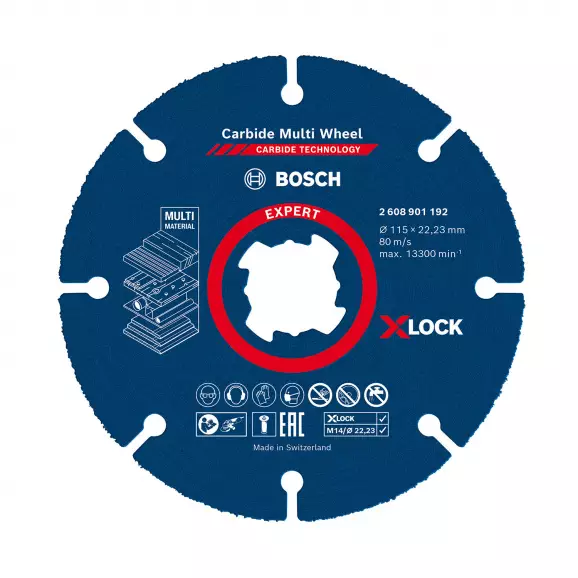 Диск карбиден BOSCH Expert X-LOCK 115x22.23мм, за дървесина, гипскартон, пластмаса