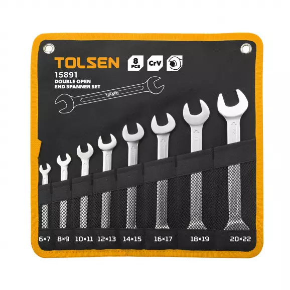 Ключ гаечен комплект TOLSEN 6-22мм 8части, CrV, DIN3110