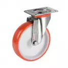 Колело индустриално завиващо TELLURE ROTA Series 60 ф80мм, оранжев полиамид - small