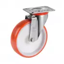 Колело индустриално завиващо TELLURE ROTA Series 60 NL ф100мм, оранжев полиамид - small