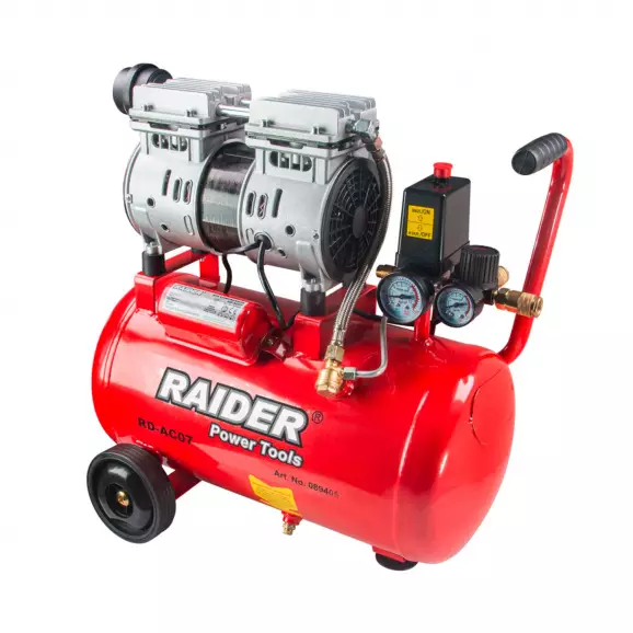 Компресор RAIDER RD-AC07, 24l, 8bar, 135l/min, 0.75kW, 1.0hp, 230V