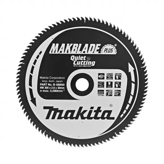 Диск с твърдосплавни пластини MAKITA MAKBLADE-Plus 300/2.8/30 Z=100, за дървесина