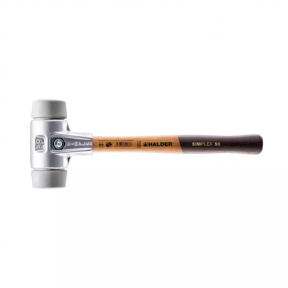 Чук гумен HALDER 3103 Simplex 0.205кг, ф30мм, с дървена дръжка, с корпус от алуминий