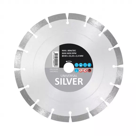 Диск диамантен CARAT Universal Silver 125х3.0х22.23мм, за строителни материали, сухо рязане