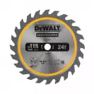 Диск с твърдосплавни пластини DEWALT Construction 115/1.5/9.5 Z=24, за дървесина - small