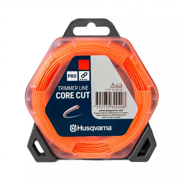 Корда HUSQVARNA Core Cut 2.4мм/15м, петоъгълна, безшумна, дължина 15м, оранжева