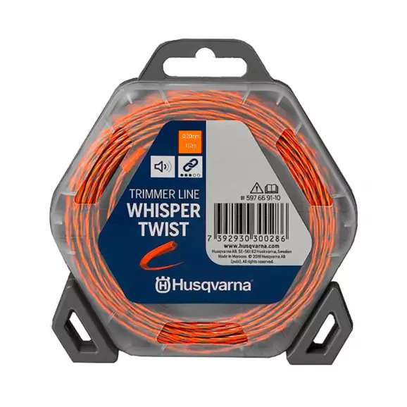 Корда HUSQVARNA Whisper Twist 2.0мм/112м, усукана, безшумна, дължина 15м, оранжева