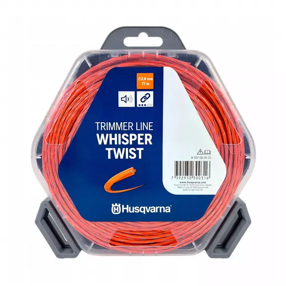 Корда HUSQVARNA Whisper Twist 2.4мм/77м, усукана, безшумна, дължина 77м, оранжева