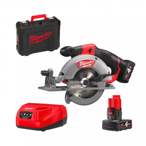 Акумулаторен циркулярен трион MILWAUKEE M12 CCS44-402C, 12V, 4.0, Li-Ion, ф140x20мм, 3600об/мин, безчетков