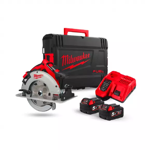 Акумулаторен циркулярен трион MILWAUKEE M18 BLCS66-502X, 18V, 5.0Ah, Li-Ion, ф190мм, 5000об/мин, безчетков
