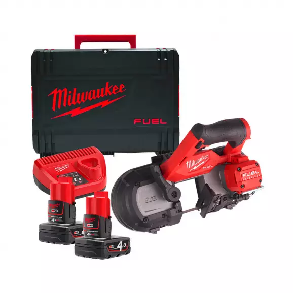 Акумулаторен лентов трион MILWAUKEE M12 FBS64-402C, 12V, 4.0Ah, Li-Ion, 776.3mm, 174m/min, безчетков