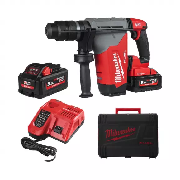 Акумулаторен перфоратор MILWAUKEE M18 ONEFHPX-552X, 18V, 5.5Ah, Li-Ion, SDS-plus, 5.0J, безчетков
