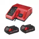 Комплект батерии и зарядно устройство MILWAUKEE M18 B2 + зарядно M12-18 C, 18V, 2.0Ah, Li-Ion, к-кт - small