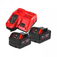 Комплект батерии и зарядно устройство MILWAUKEE M18 B5-CR + M12-18 FC, 18V, 5.0Ah, Li-Ion
