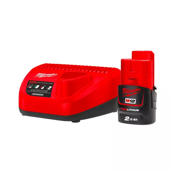 Комплект батерия и зарядно устройство MILWAUKEE M12 B2 + зарядно C12 C, 12V, 2.0Ah, Li-Ion