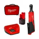 Тресчотка акумулаторна MILWAUKEE M12 IR-201B, 12V, 2.0Ah, Li-Ion, 1/4