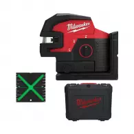 Линеен лазерен нивелир MILWAUKEE M12 CLL4P-0C, 2 лазерни линии, 4 точки, точност 3mm/10m, 38м, автоматично