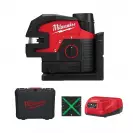 Линеен лазерен нивелир MILWAUKEE M12 CLL4P-301C, 2 лазерни линии, 4 точки, точност 3mm/10m, 38м, автоматично - small