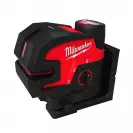 Линеен лазерен нивелир MILWAUKEE M12 CLL4P-301C, 2 лазерни линии, 4 точки, точност 3mm/10m, 38м, автоматично - small, 243140