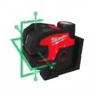 Линеен лазерен нивелир MILWAUKEE M12 CLL4P-301C, 2 лазерни линии, 4 точки, точност 3mm/10m, 38м, автоматично - small, 243146