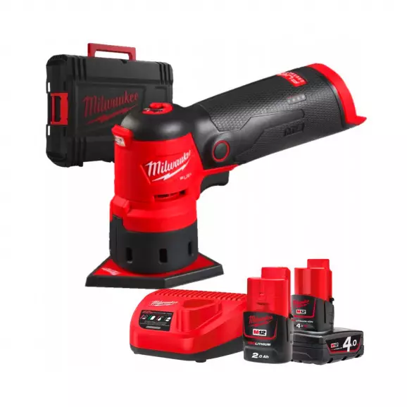 Шлайф вибрационен акумулаторен MILWAUKEE M12 FDSS-422X, 18V, 2.0/4.0Ah, Li-Ion, 8000-14000об/мин, 88.8х63.5мм, безчетков