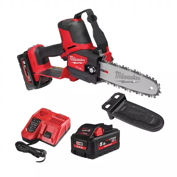 Трион верижен акумулаторен MILWAUKEE M18 FHS20-552, 18V, 5.5Ah, Li-Ion, 20cм