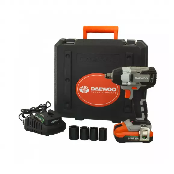 Акумулаторен гайковерт ударен DAEWOO DALIW-18-1BKC, 20V, 2.0Ah, Li-Ion, 1/2