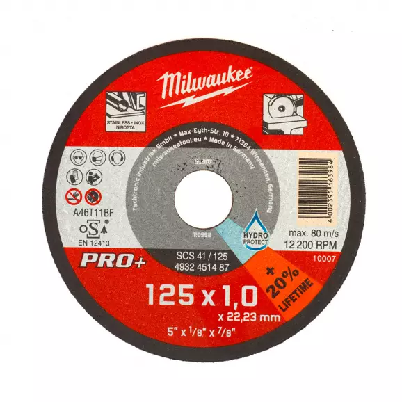 Диск карбофлексов MILWAUKEE 125х1.0х22.23мм, за рязане на метал