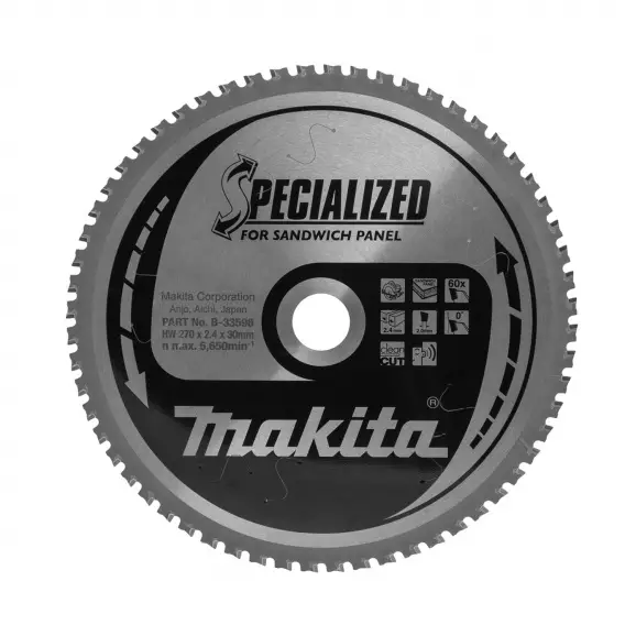 Диск с твърдосплавни пластини MAKITA SPECIALIZED 270/2.4/30 Z=60, за сандвич панели