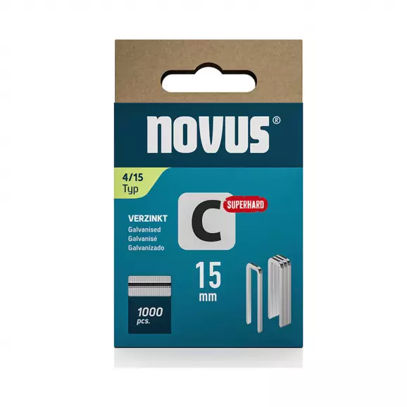 Кламери NOVUS 4/15мм 1000бр., тип 4/C, с тесен гръб, блистер