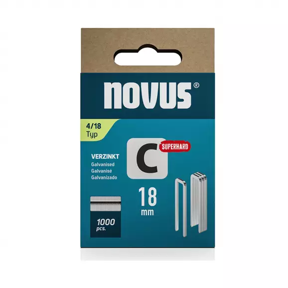 Кламери NOVUS 4/18мм 1000бр., тип 4/C, с тесен гръб, блистер