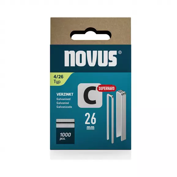 Кламери NOVUS 4/26мм 1000бр., тип 4/C, с тесен гръб, блистер