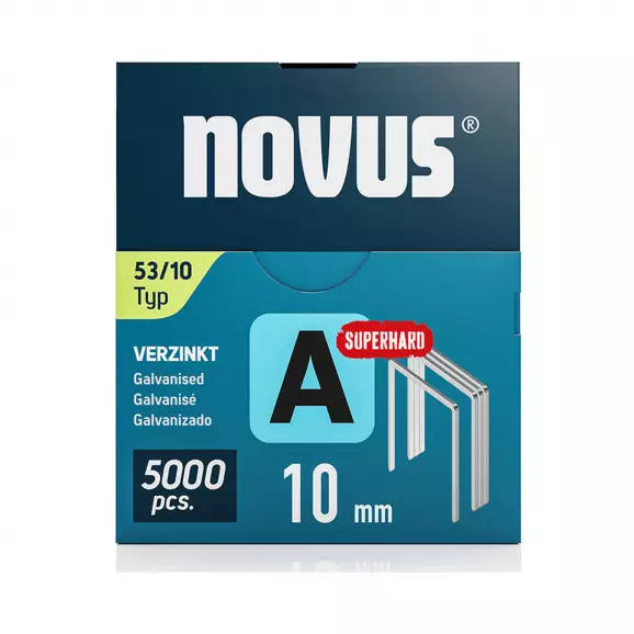 Кламери NOVUS 53/10мм 5000бр., тип 53/A, тънка тел, кутия