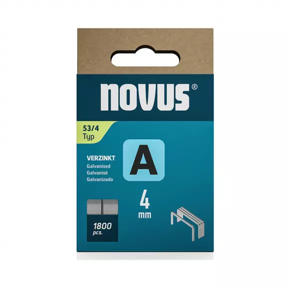 Кламери NOVUS 53/4мм 1800бр., тип 53/А, тънка тел, блистер
