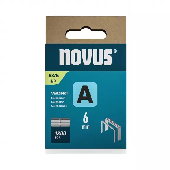 Кламери NOVUS 53/6мм 1800бр., тип 53/А, тънка тел, блистер