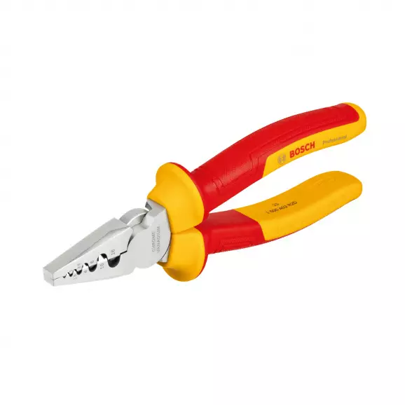 Клещи кербовъчни BOSCH VDE 180мм 0.25-16мм2 1000V, за кабелни накрайници, двукомпонентни дръжки