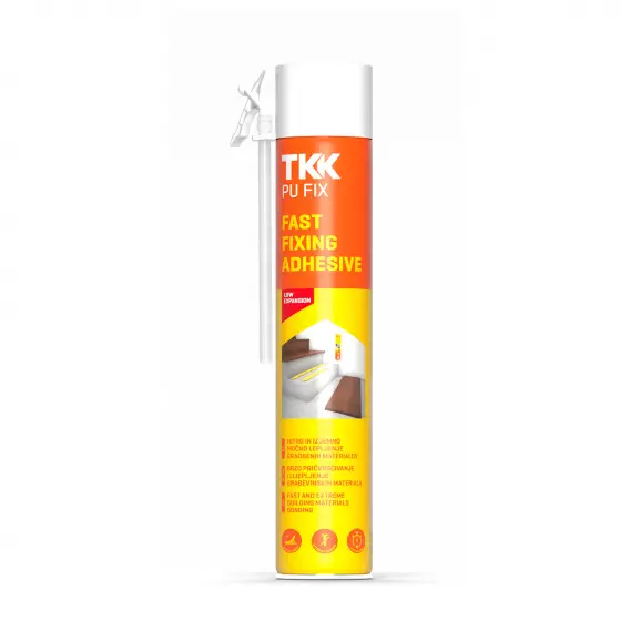 Пяна полиуретанова TKK Fast Fixing Adhesive 750мл, Ниско раздувна пяна за лепене на EPS, XPS , дърво, гипсокартон, ръчна