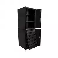 Шкаф за инструменти UNIOR BLACK, с 7 чекмеджета и 3 рафта, без инструменти, 695х660х2030