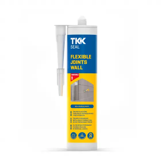 Строително лепило-уплътнител TKK SEAL Flexible Joints Wall 300мл - бял, MS15, Лепило уплътнител с висока якост и UV устойсчивост