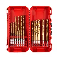 Свредла MILWAUKEE Shockwave Red Hex 2.0-10мм 19части, за метал, HSS-G TiN, шестостенна опашка