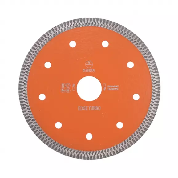 Диск диамантен KODIA EDGE TURBO MITER 45° 125х1.5x22.23мм, за керамика, гранитогрес, порцелан, сухо рязане