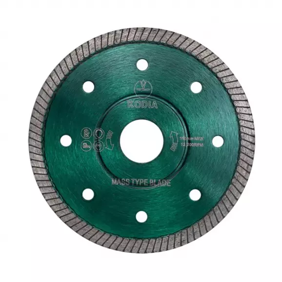 Диск диамантен KODIA MASS TURBO 115х1.3x22.23мм, за керамика, гранитогрес, порцелан, сухо и мокро рязане