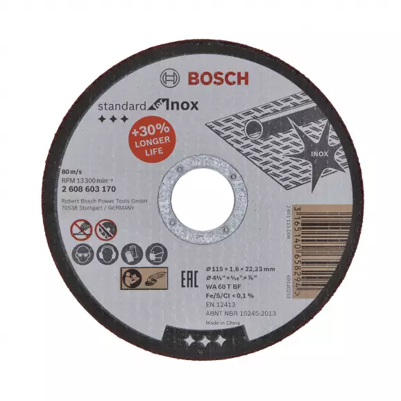 Диск карбофлексов BOSCH Inox 115x1.6x22.23мм, за рязане на неръждаема стомана