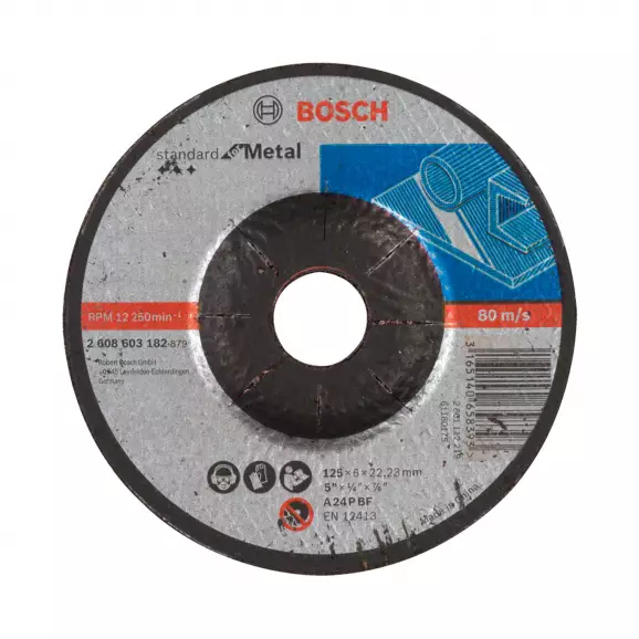 Диск карбофлексов BOSCH Standard for Metal 125х6.0х22.23мм, за шлифоване на стомана и цветни метали