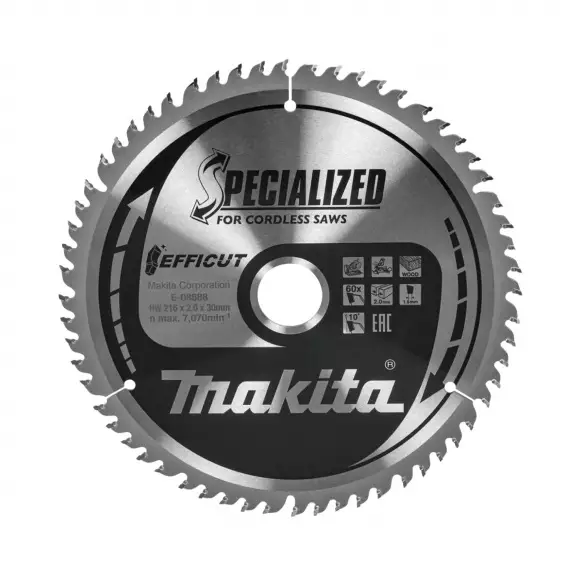 Диск с твърдосплавни пластини MAKITA SPECIALIZED 216/2.0/30 Z=60, за дървесина