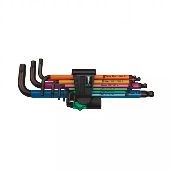 Ключ шестограм Г-образен с ябълка WERA 950/9 Multicolour 1.5-10мм 9части, CrV
