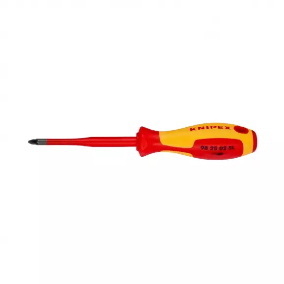 Отверткa кръстата KNIPEX Slim PZ2 212/100мм, изолирана 1000V, CrV-Mo, двукомпонентна дръжка