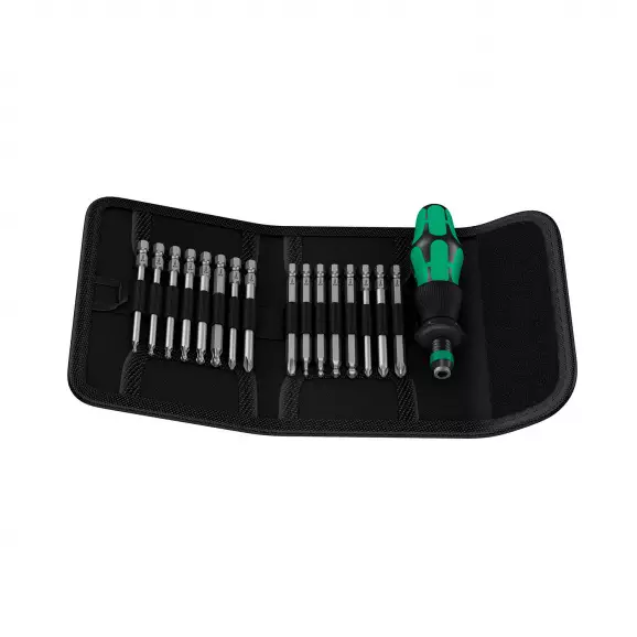 Отвертка с накрайници WERA Kraftform Kompakt 60 KK 17части, PH, PZ, SB, TX, двукомпонентна дръжка